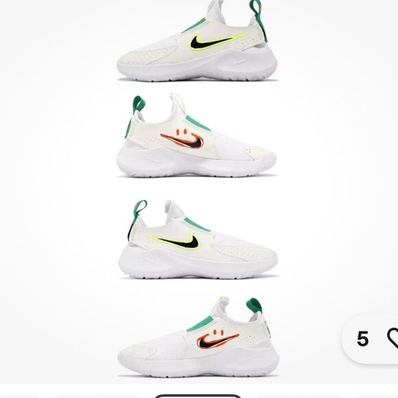 Nike Flex Runner 3 GS White Green Orange Kids Size 3.5 Running HF5745 - Picture 1 of 11